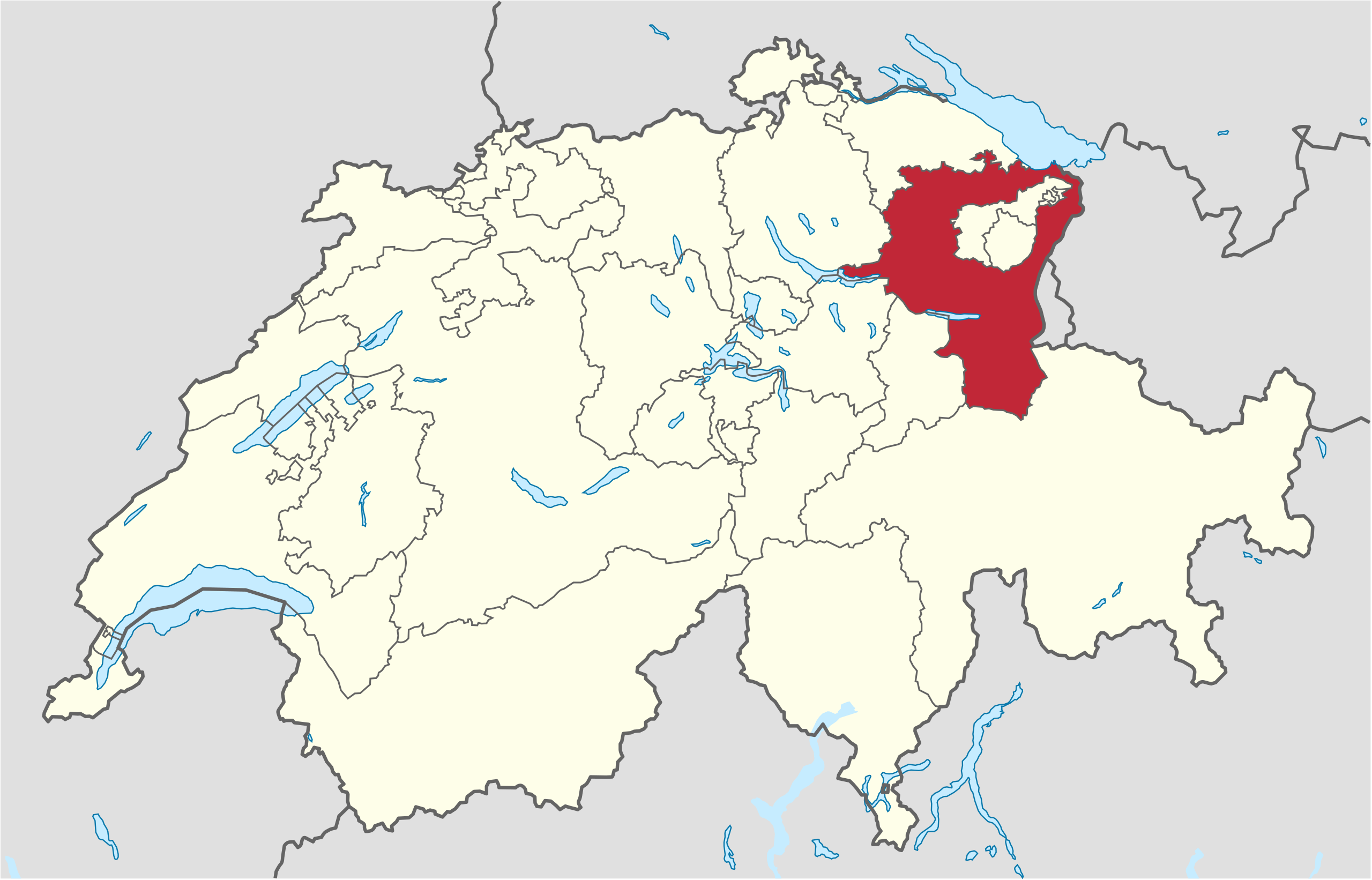 Ubicación en Suiza: Cantón